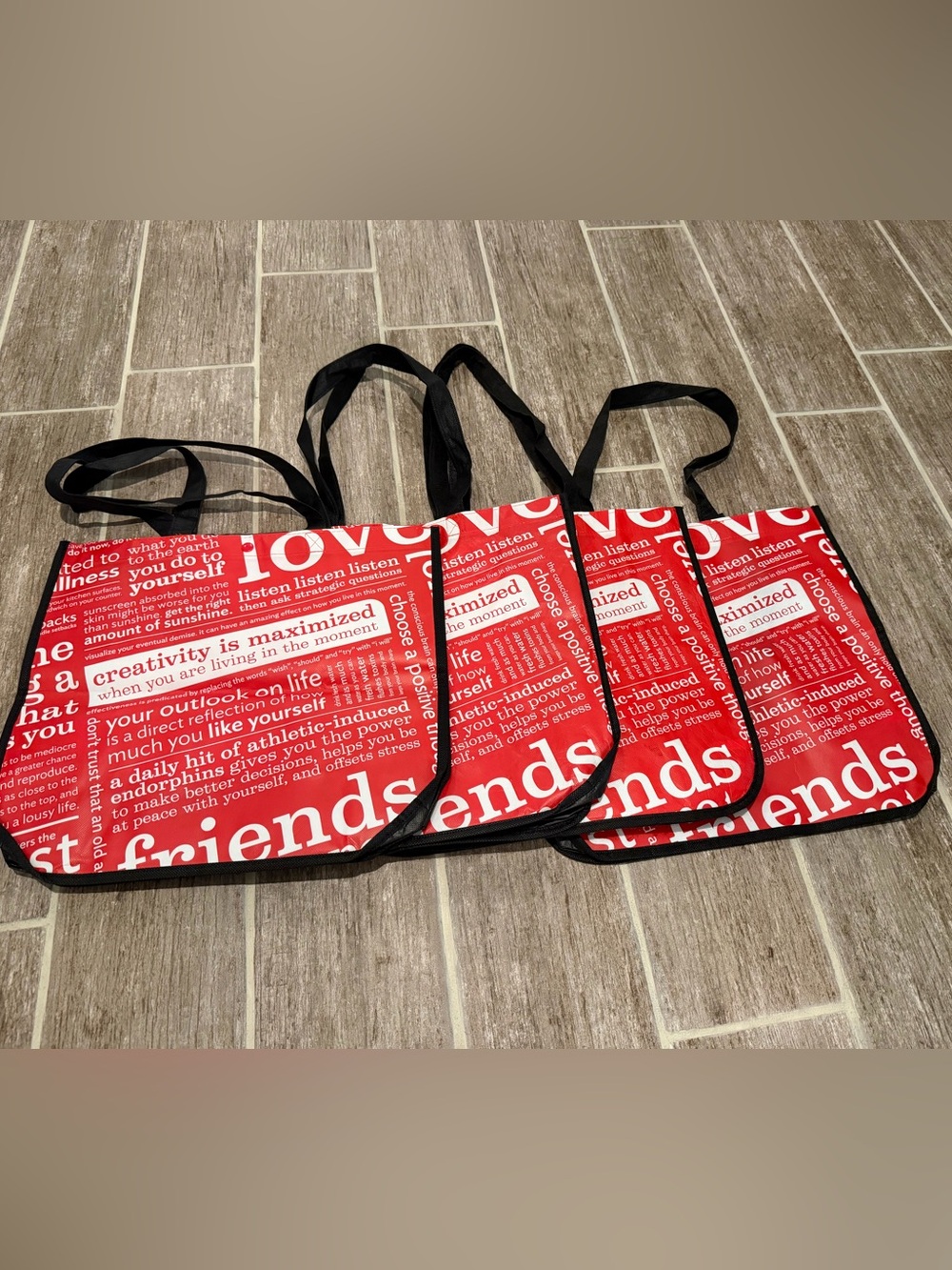 LULULEMON ATHLETICA LOVE FRIENDS WHITE RED tote shopping reusable bags